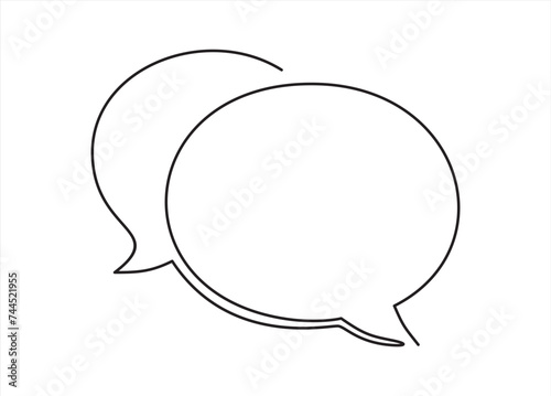Continuous one line drawing of speech bubble. Single line chat background. Talk text box, feedback message box and comment banner. Hand drawn speech bubble. One continuous line vector
