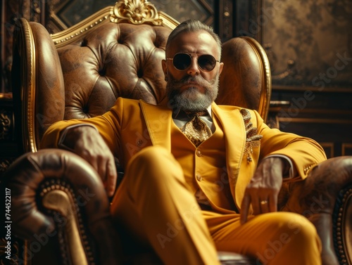 Wealthy Man on Golden Chair