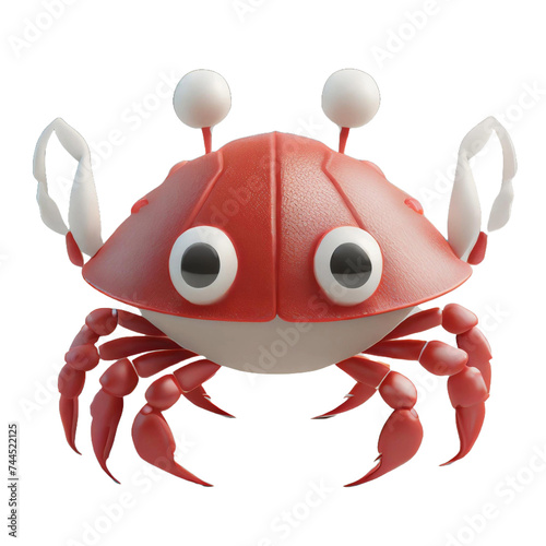 red crab with a background photo