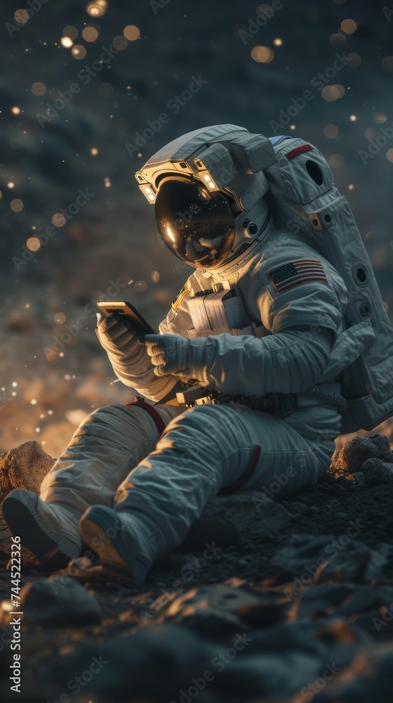 Astronaut Texting in Space