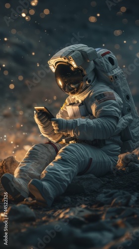 Astronaut Texting in Space