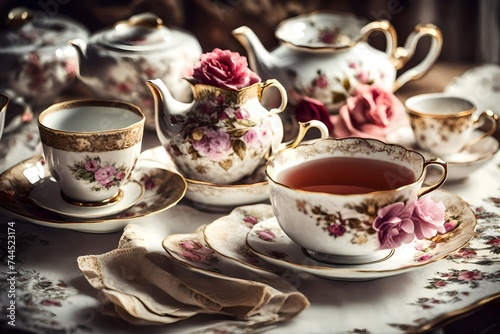 Vintage tea in elegant cups