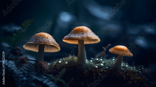  fungi and mushrooms with bokeh lights