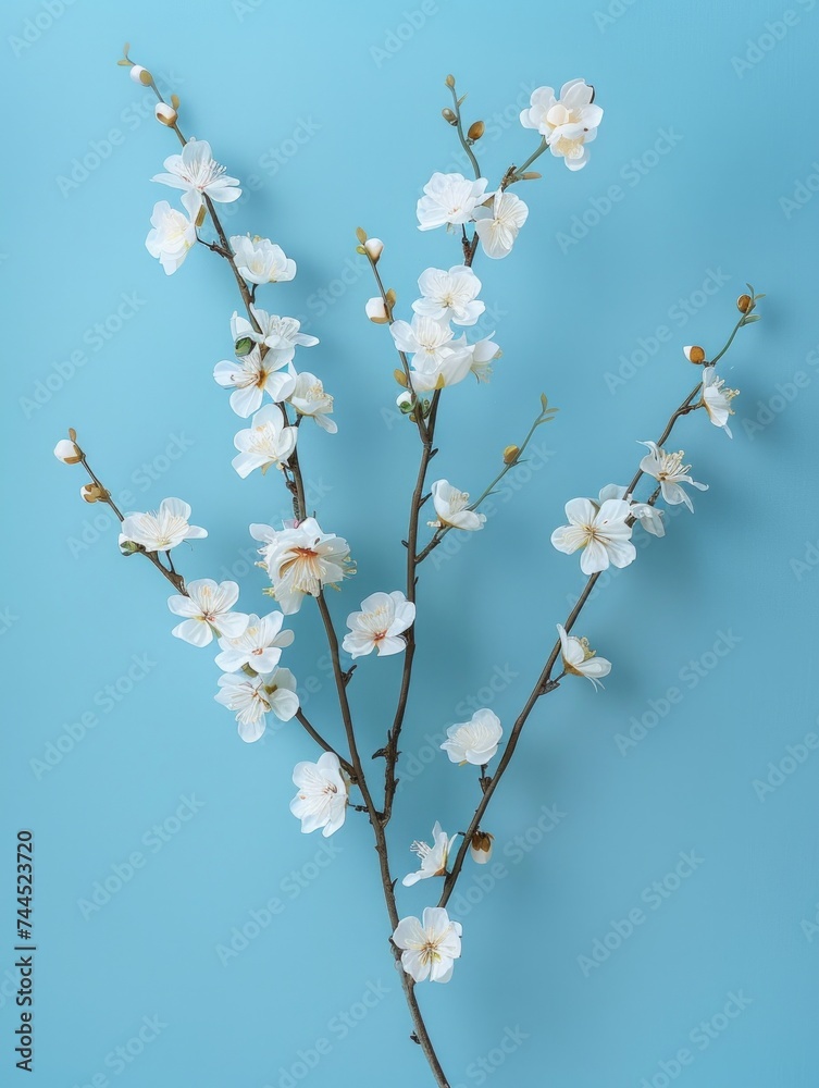 Organic background, minimal leaves flower. White and pastel blue, colorful nature. Organic background, minimal leaves flower. White and pastel blue, colorful nature.