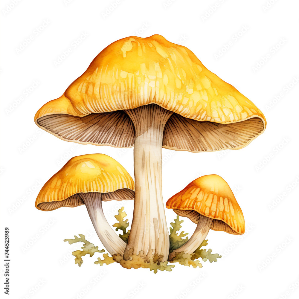 chanterelle mushroom clipart, watercolor, hand drawn, on a white background сreated with Generative Ai chanterelle mushroom clipart, watercolor, hand drawn, on a white background сreated with Generative Ai