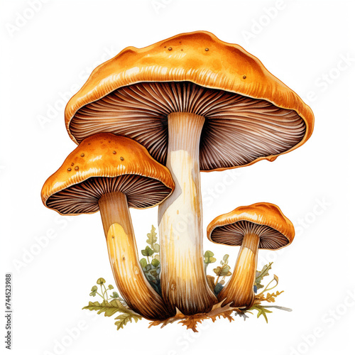 chanterelle mushroom clipart, watercolor, hand drawn, on a white background сreated with Generative Ai