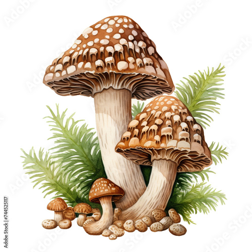 morel mushroom clipart, watercolor, hand drawn, on a white background сreated with Generative Ai