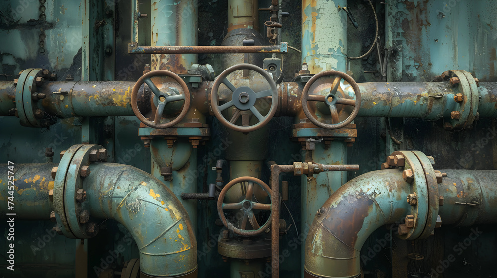 Pipeline Perspectives: Explore the abstract composition of factory pipes and valves, revealing the intricate details of industrial infrastructure in a captivating visual narrative.
