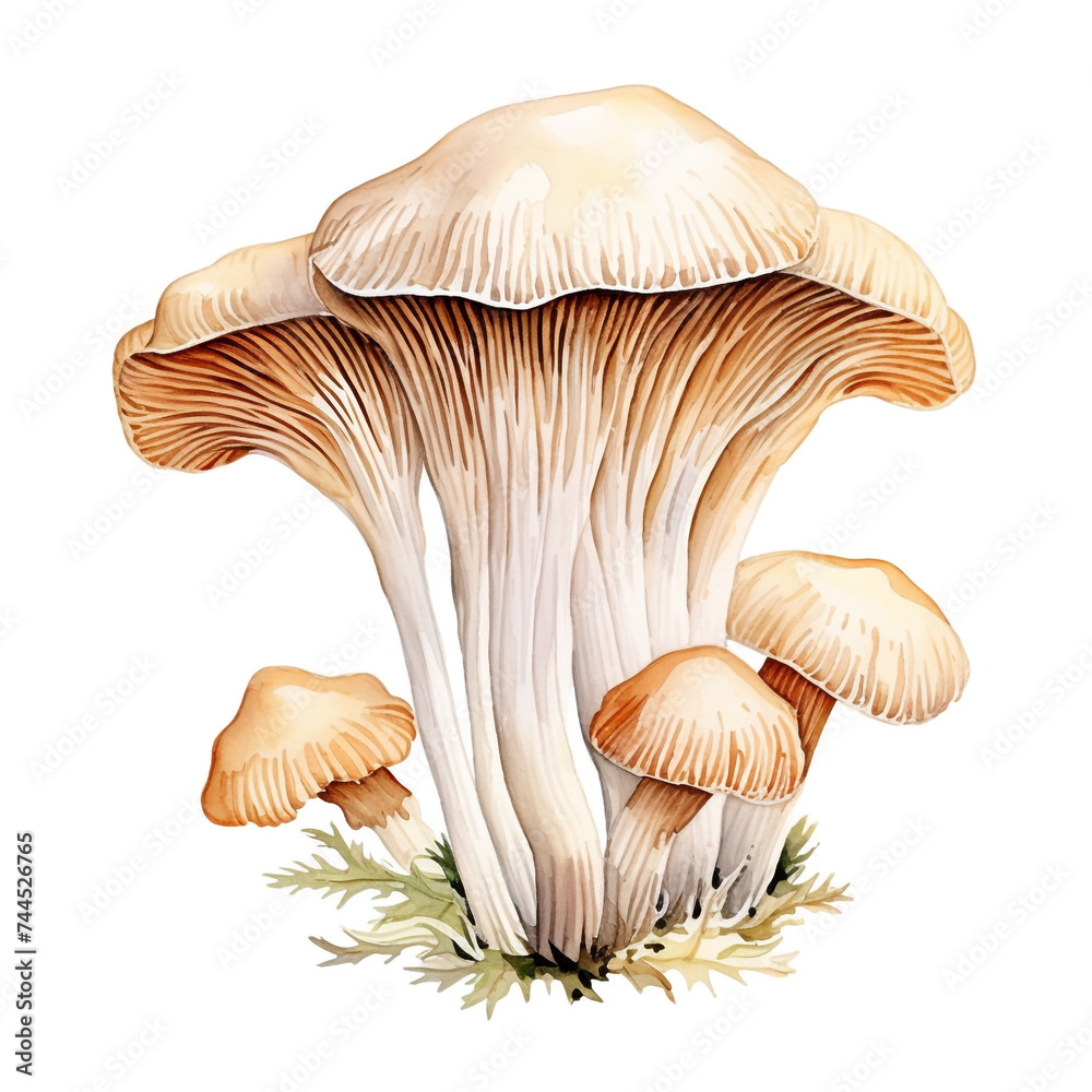 enoki mushroom clipart, watercolor, hand drawn, on a white background сreated with Generative Ai enoki mushroom clipart, watercolor, hand drawn, on a white background сreated with Generative Ai