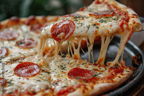 Deliciosa pizza con queso fundido y peperoni