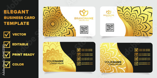 set of luxury business card with gold and black pattern 