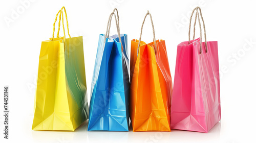 Colored bright bags for going to the store, shopping concept