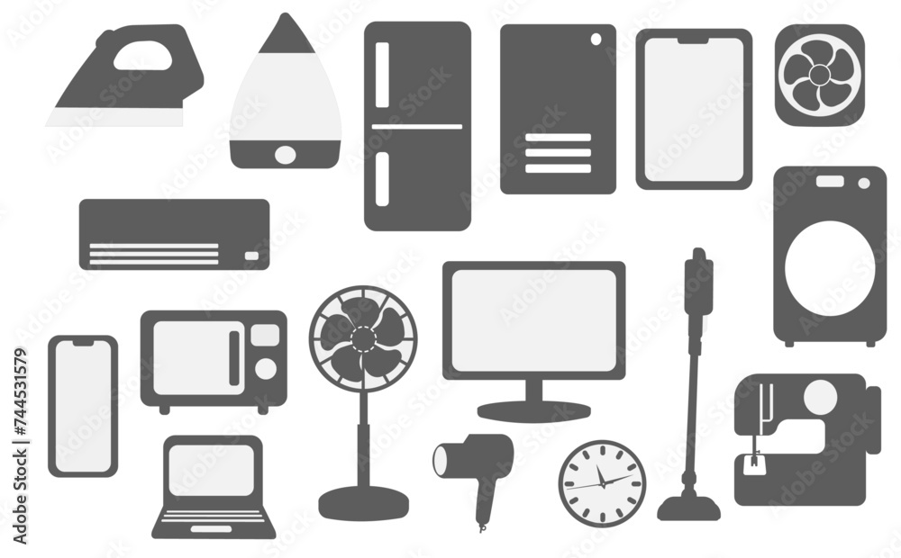 白黒のシンプルな家電イラスト 白黒のシンプルな家電イラスト