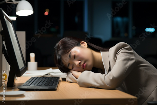 オフィスで仕事に疲れる若いビジネスウーマン photo