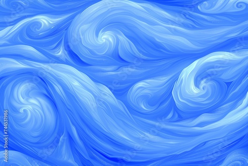 Fototapeta Naklejka Na Ścianę i Meble -  A vivid and dynamic abstract background with elegant blue swirls resembling a blend of waves and Van Gogh's Starry Night. The image is full of movement, with various shades of blue creating a