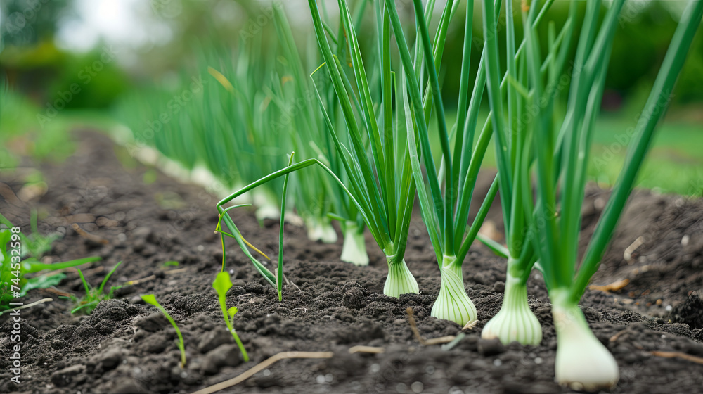 Green onions growing in the garden Green onions growing in the garden