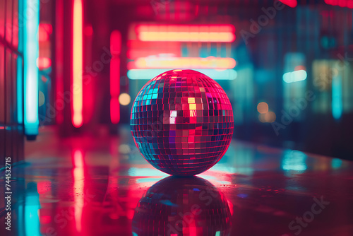 disco ball light effect at night club lighting in the