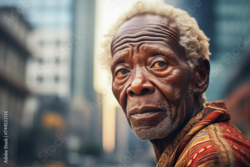 Closeup portrait of a old African man