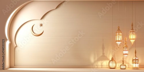 vector art of Modern 3D greeting card Islamic holiday banner suitable