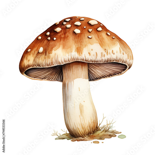 crimini mushroom clipart, watercolor, hand drawn, on a white background сreated with Generative Ai