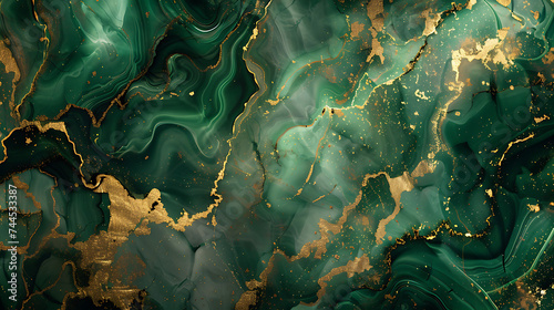 emerald green and gold abstract design in the style o