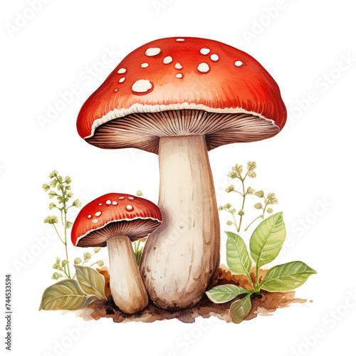 crimini mushroom clipart, watercolor, hand drawn, on a white background сreated with Generative Ai