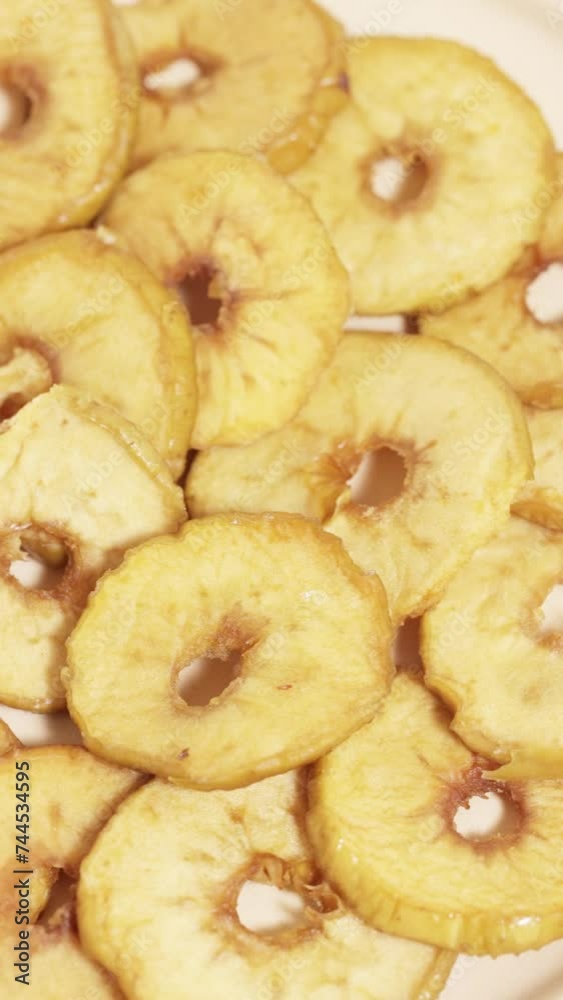 Dry fruit gentle drying apple on a rotating plate Dry fruit gentle drying apple on a rotating plate