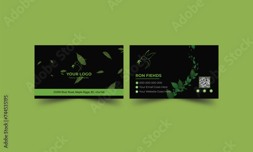 Set of modern business card print templates. Personal visiting card with company logo. Vector illustration. Stationery design