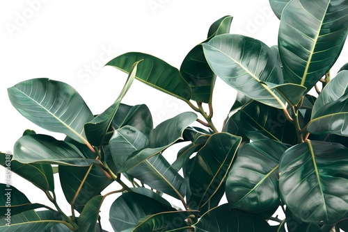 Isolated green leaves surrounded by white background with a touch of freshness, representing nature's vibrant foliage in spring