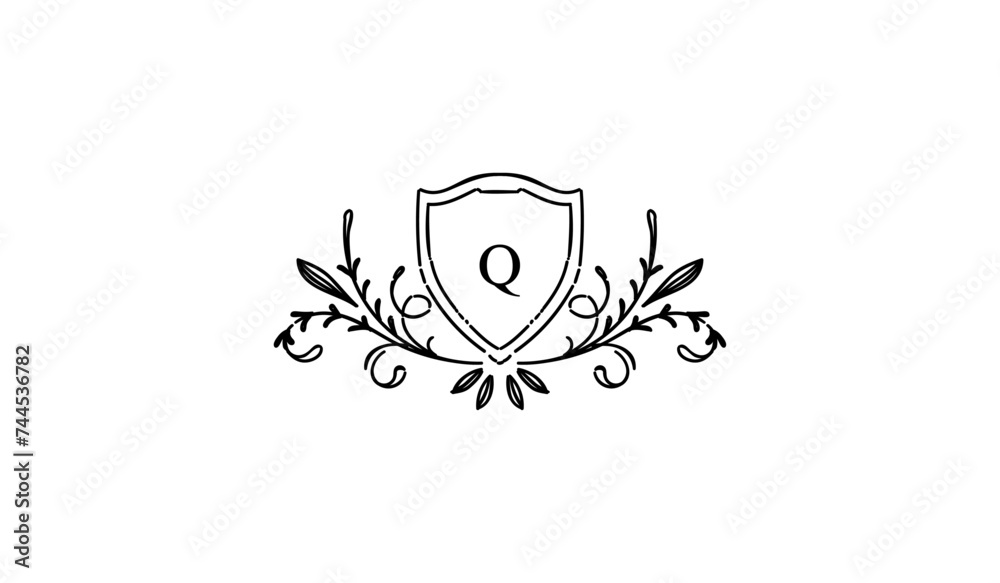 Obraz premium Luxury Alphabetical Shield with Wings Logo