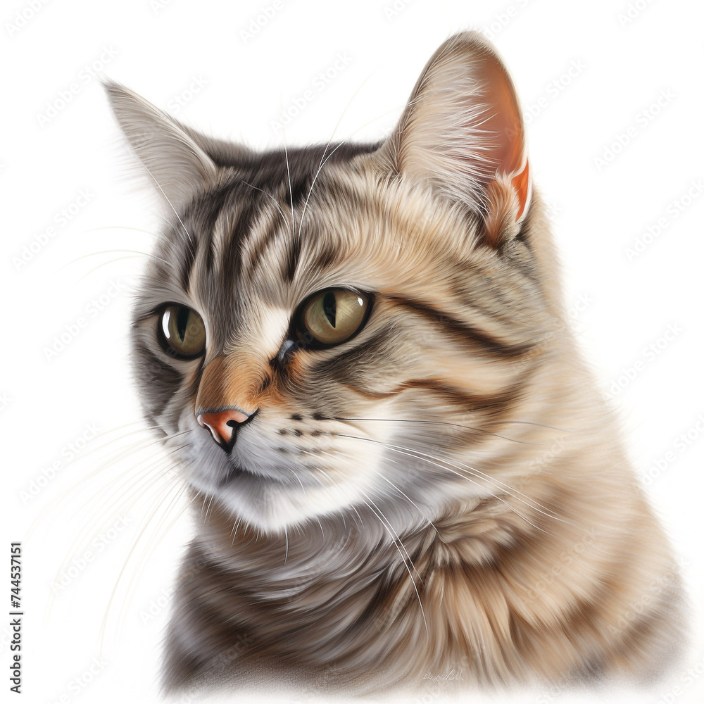 cat portrait , realistic, white background сreated with Generative Ai cat portrait , realistic, white background сreated with Generative Ai