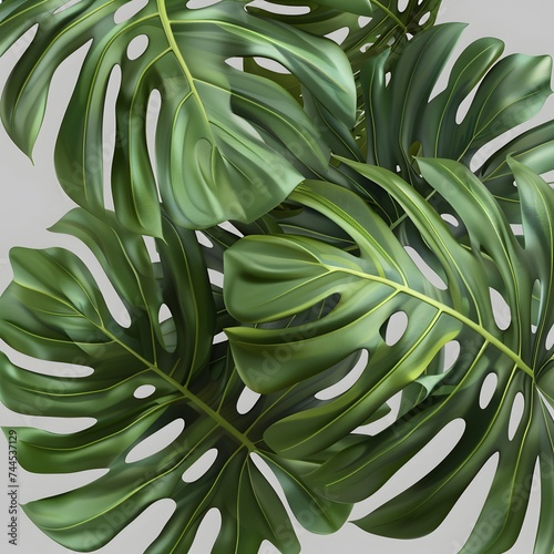 Isolated green leaves surrounded by white background with a touch of freshness, representing nature's vibrant foliage in spring