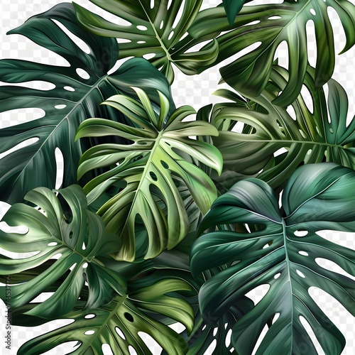 Isolated green leaves surrounded by white background with a touch of freshness, representing nature's vibrant foliage in spring