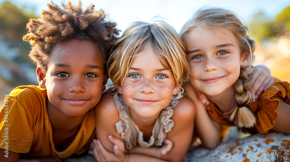 portrait group of childs multiculturel