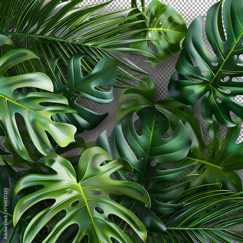 Isolated green leaves surrounded by white background with a touch of freshness, representing nature's vibrant foliage in spring