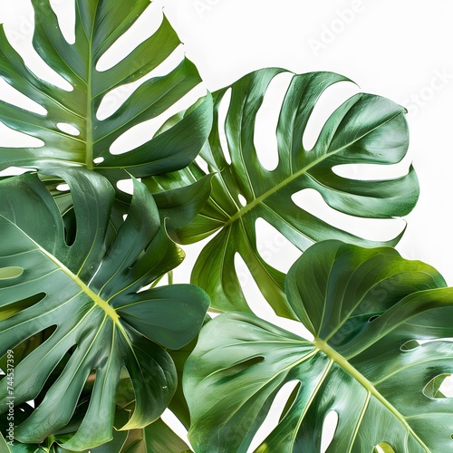 Isolated green leaves surrounded by white background with a touch of freshness, representing nature's vibrant foliage in spring