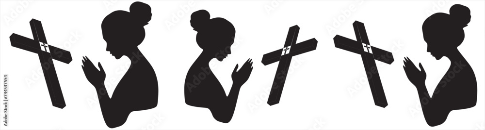 Woman praying Vector illustration.