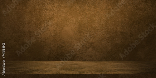 vintage brown color studio background with light from above. leather texture backdrop for design. space for selling products on the website. classic concept banner background for advertising.