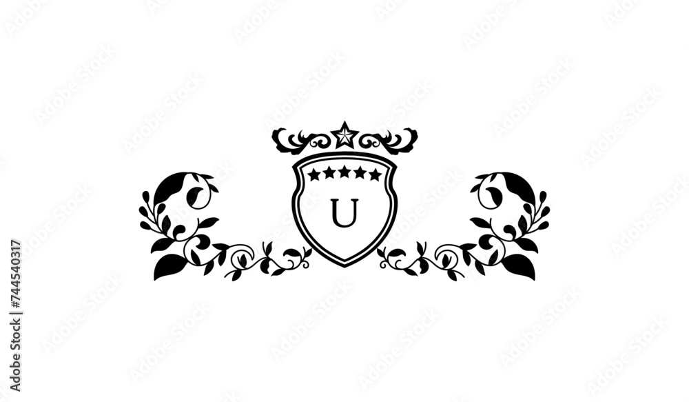 Luxury Alphabetical Crown Leaves Logo Luxury Alphabetical Crown Leaves Logo