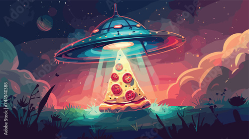 UFO abducting a delicious slice of pizza. UFO Colle photo