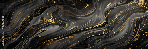 A luxurious black marble background with golden ink swirls, a visual masterpiece that speaks of opulence and modern sophistication © simo