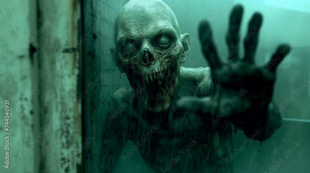 Ghastly Zombie Reaching Through a Decrepit Door Ghastly Zombie Reaching Through a Decrepit Door