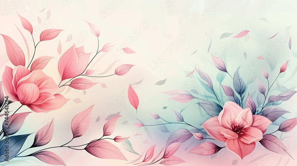 abstract floral background with flowers in pastel with text space in the centre