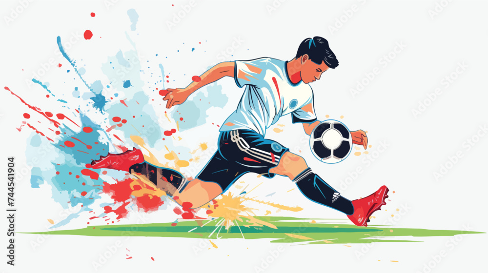 Football or soccer player vector illustration. Foot