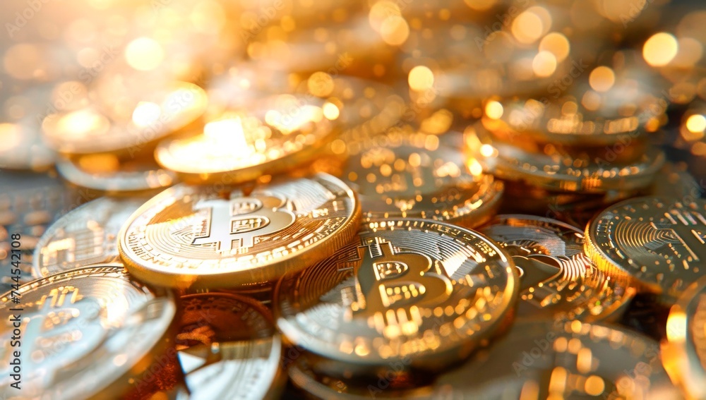 coin , golden bitcoin coins blockchain futuristic horizontal background .and cryptocurrency, technology, network, web3, circuit board, 3d, multidimensional digital design. coin , golden bitcoin coins blockchain futuristic horizontal background .and cryptocurrency, technology, network, web3, circuit board, 3d, multidimensional digital design.