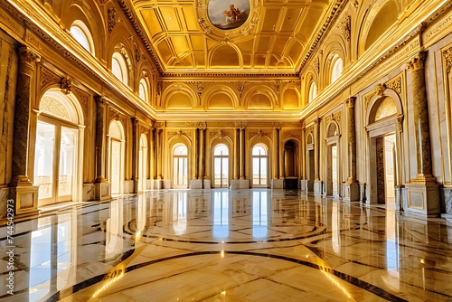 gold marble interior of the royal palace. golden palace. castle interior
