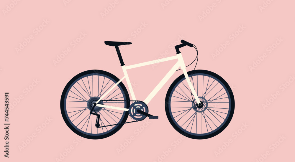 Obraz premium White Modern City Bicycle or Hybrid Bike, Sport and Transportation Concept, Vector Flat Illustration Design