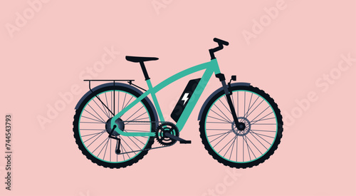 Electric Bicycle or E-Bike, Environment and Mobility Concept, Vector Flat Illustration Design