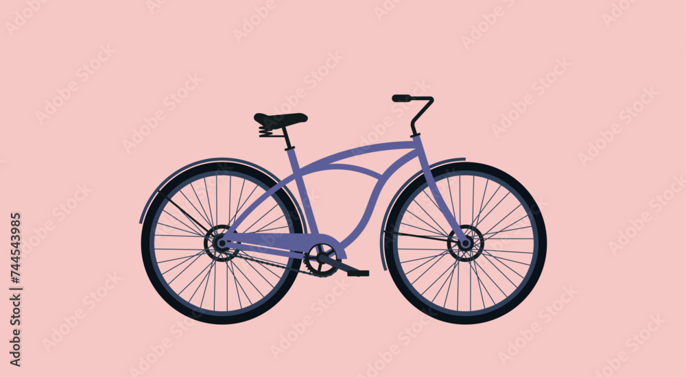 Fototapeta premium Vintage Bicycle or Cruiser Bike, Recreation and Relaxation Concept, Vector Flat Illustration Design