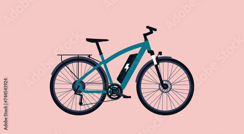 E-Bike or Electric Bicycle, Environment and Mobility Concept, Vector Flat Illustration Design